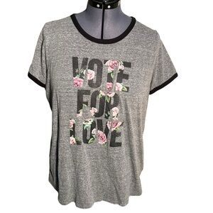 Torrid Classic Fit Ringer T-Shirt Gray Vote For Love 2